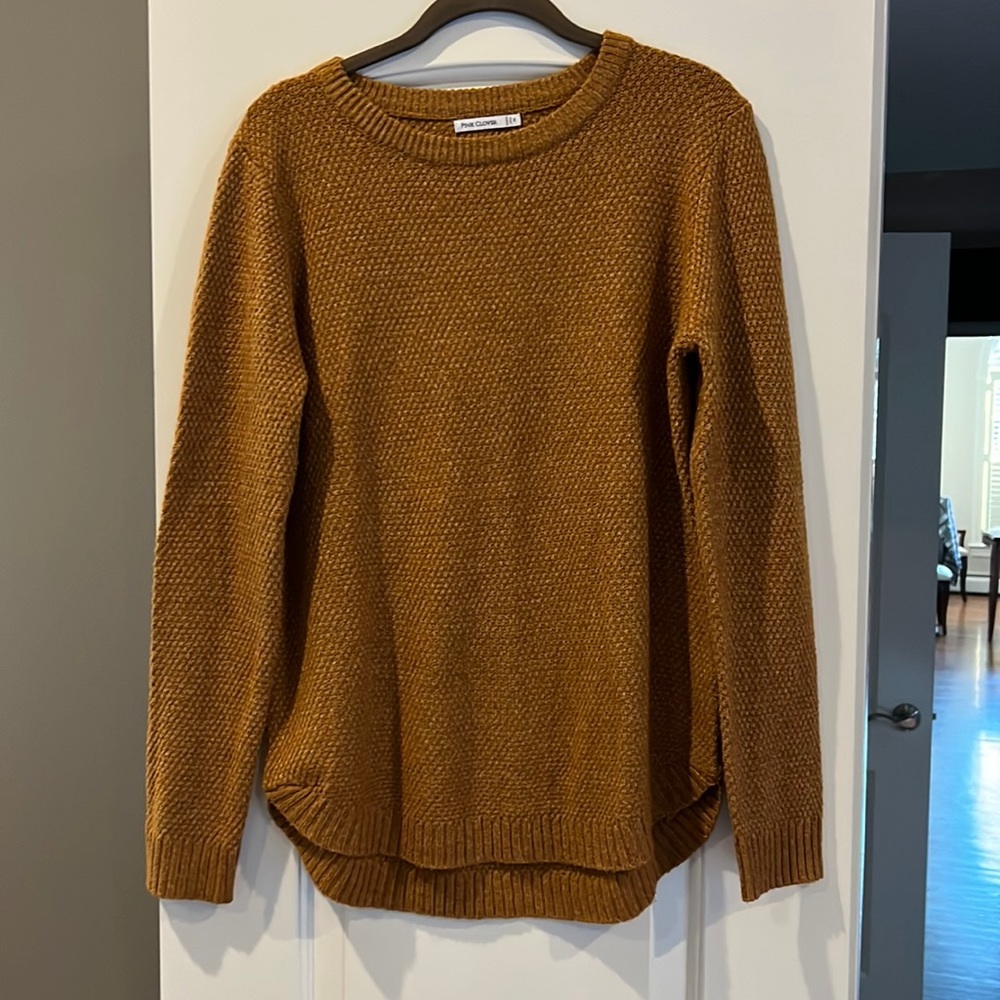 Pink clover camel colored sweater
